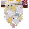 Easter Table Runner Spring Bunnys Flowery Table Runner Cutwork Embroidered