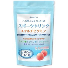 JAY&CO. 粉末 マルチビタミン 入り ハイポトニック スポーツ飲料 (低糖質ローカーボ・低カロリー) (もも, 500ml×60本分)