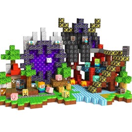 Wattlink Magnetic Building Blocks Set, 200 Pieces Pixel Style Construction Toys with Character Blocks, 0.8 Inch Cubes for Ages 3+, Non-Toxic Educational STEM Toys