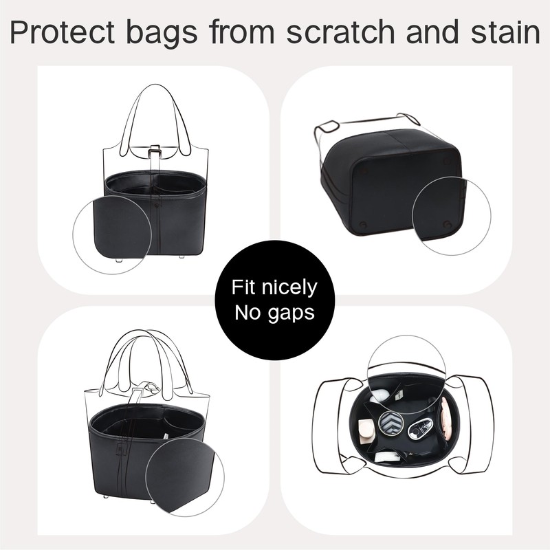 JLYZ Moon Fits for Picotin Bag Insert Organizer For Hermes(18,Black)