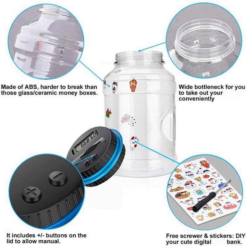 Electronic Digital Coin Money Box with LCD Display Smart Counter