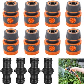 Schlauch Kupplungs Satz, 12 Stück13mm Doppelstecker Gartenschlauch Verlängerung Kupplung, Schlauchanschluss 1/2 Zoll für Familie Garten