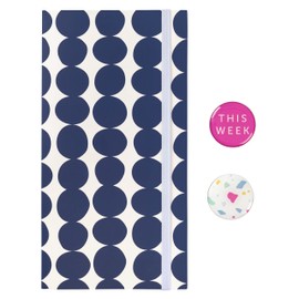 Busy B Navy Spot Meal Planner - Weekly Tear-Off Meal Planner, Shopping Lists, Storage Pocket, Elastic Closure, Pen Loop and Two Magnets - FSC® Certified