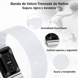 RFID Correa Trenzada De Nylon Para Whoop 5.0 Band Watch Band, Correa Deportiva Compatible con Whoop 5.0 - Unisex, Ideal para Correr, Gimnasio y Ciclismo (Blanco)