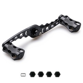 HEIGHTEN 3.7/4.3 inches (95/110 mm) Reel Handle Shimano Daiwa Abu Universal Bait Reel Wave Series (4.3 inches (110 mm), Black) (203)