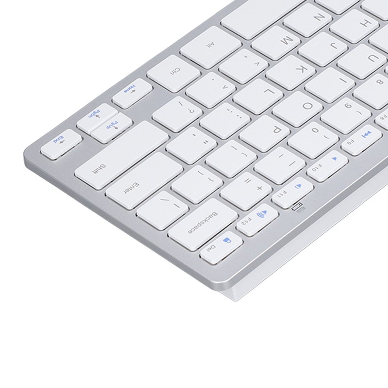 Bluetooth Keyboard Tablet PC Ultra Slim Portable 78 Keys White