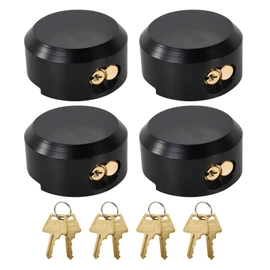 4 Pack Trailer Door Locks Keyed Alike Heavy Duty Hockey Puck Locks Reinforced Hidden Shackle Padlocks w/8 Keys Solid Steel Lock for Trailers Trucks Vans Shed Gates Garage