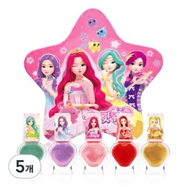 Little Bling Secret Juju Star Goddess Tin Case Children's Nail 5 Piece Set, 5 pieces, Cindy Mint + Stella Purple + Juju Pink + Spica Red + Jenny Gold / 리틀블링 시크릿쥬쥬 별의여신 틴케이스 어린이 네일 5종 세트, 5개, 신디민트 + 스텔라퍼플 + 쥬쥬핑크 + 스피카레드 + 제니골드