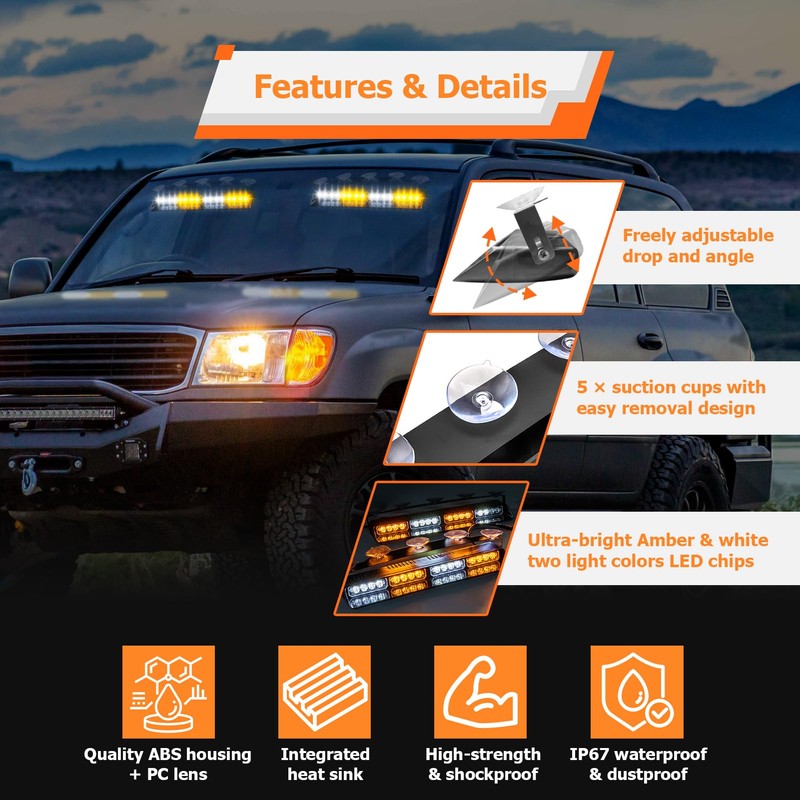 WeiSen 4 Pack 2x14 Inch Traffic Advisor Light Bar with