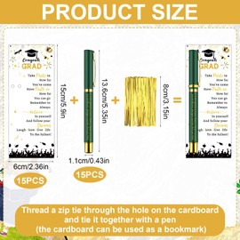 15 Sets Class of 2025 Graduation Gifts Bulk Inspirational Ballpoint Pens with Greeting Card Perfect for Graduation Party Favors,School Ceremony,Teacher Student Supplies