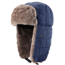 Decentron Warm Trapper Hat Windproof Winter Russian Aviator Hats with Mask Ushanka Hat (Navy Blue)