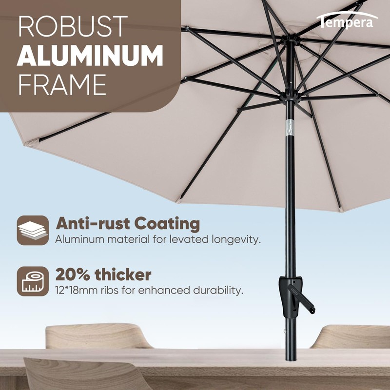 Tempera 9ft Patio Market Outdoor Table Umbrella with Push Button