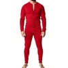 Muscle Alive Mens Long Sleeve Onesie Henley Jumpsuit Stretchy Cotton