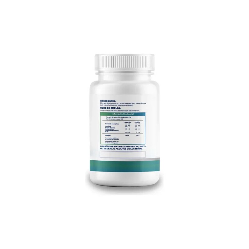 Glicinato Y Citrato De Magnesio 500 Mg 100 Cápsulas