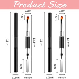 JUGUTA Plastiknägel Nagelbürsten, 2Pcs Nail Art Bürsten, Dual-Ended Polygel Brush & Picker Werkzeug, Magic Extender Gel Werkzeug Für Uv/Led Nail Art, Acryl Nägel Erweiterung,Schwarz(Schwarz)