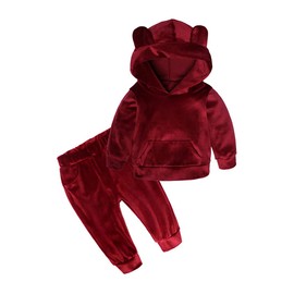ZFT Conjunto de chándal con Capucha y Sudadera de Terciopelo para niños y niñas, 2# Rojo, 120 cm (4-5 Años)