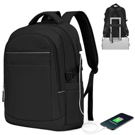 HPLQQ Laptop Backpack Women, 15.6-inch Business Travel Laptop Backpack for Men with USB Charging Port, Waterproof College School Computer Rucksack Anti-Theft Laptop bag for School/Work/Travel Black