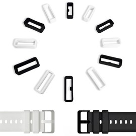Notoke 12PCS Watch Band Keepers - 14/16/18mm Silicone Watch Strap Retainer Holder Loops - Replacement Fastener Rings for Smartwatches & Sports Watches (6 Black + 6 White)