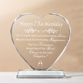 L.Karden 75th Birthday Gifts for Women Men Gift for Grandmas Who Have Everything Gifts for 75 Year Old Man Birthday Decorations Laser Crystal Heart Gifts for Dad,Mom,Grandparents,Friend