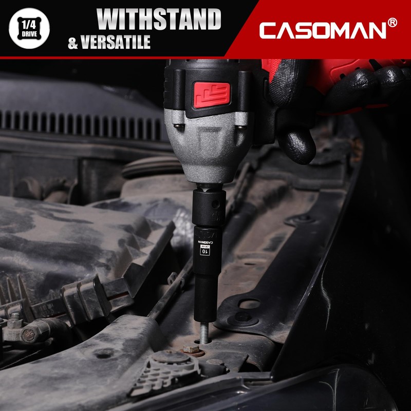 CASOMAN 3/8" Drive 10mm Deep Magnetic Impact Socket, Metric, 6-Point,