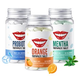 3Pcs Solid Toothpaste Tablets Kit,Deep Cleaning Colour Corrector,Chewable Toothpaste Tablets for Sensitive Teeth,Travel Size Tooth Care Products Kit for All People B