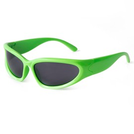 ADE WU Wrap Around Fashion Sunglasses for Women Men Trendy y2k Sport Sun Glasses Goggles Shades Neon Green