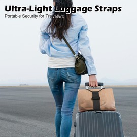 Pack of 4 Lightweight Luggage Ties - Adjustable Elastic Suitcase Straps, Easy Travel Accessory Ties for Secure and Correct Attachment of Bags (Black)