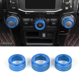 JeCar Air Conditioner Button Trim Cover Aluminum Alloy Knob Cover Fit for Toyota 4Runner 2010-2023, Blue