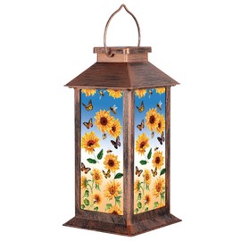Solar Lantern Outdoor Waterproof Sunflower Butterfly Garden Decor Christmas Birthday Gifts for Women Mom and Grandma Solar LED Decorative Hanging Light for Yard,Patio,Lawn,Backyard,Front,Porch