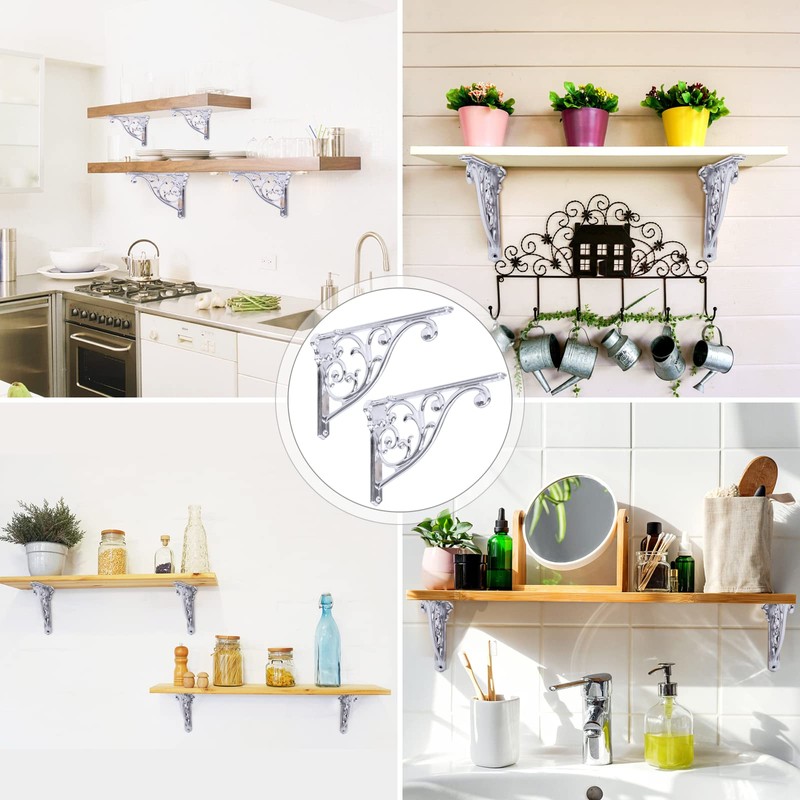 Shelf Brackets 8 Inch 4PCS Heavy Duty Polished Chrome Wall
