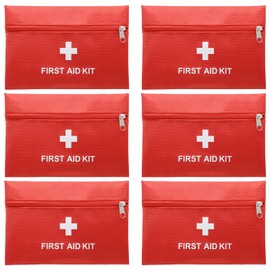 Faylapa 6PCS Empty First Aid Bag, 9.44x5.9 Inches Mini Travel Empty First Aid Kit Pouch for Travel, Home, Office, Car, Camping, Outdoor, Red(Bag Only)