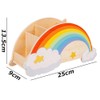 Wooden Rainbow Pen Holder,Desk Organizer,5 Compartments Pencil Holder,Large Capacity Pen