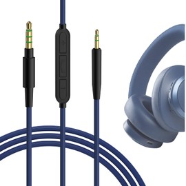 Geekria Cable de audio con micrófono compatible con auriculares JBL, 47 pulgadas, cable AUX macho a macho, resistente al frío y calor, con control de volumen y micrófono en línea