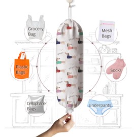 Farm Animal Grocery Bag Holder,Animal Gallery Plastic Bag Organizer Storage,Farm Theme Kitchen Decor 23"x9"