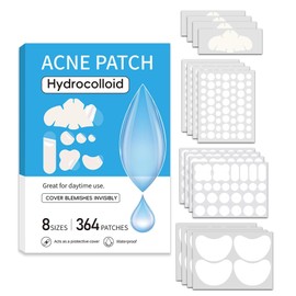 Hydrocolloid Acne Patches For Spot in 8 Sizes & Shapes - 364 Pcs Waterproof Invisible Cover For Face, Chest & Back Blemish Care, Absorbing Gel Dots For Zits & Pimples, Day & Night Use