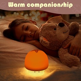 YISUN Mushroom Night Light, LED Cute Lamp, Silicone Squishy Lamp Rechargeable Nursery Nightlight with 3 Level Dimmable Bedside Touch Lamp for Bedroom Kids Room Decor