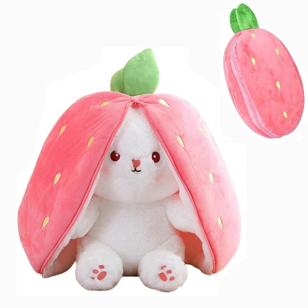 Rabbit Plush Toy, Rabbit Hide, Stuffed Rabbit with Strawberries, Plush