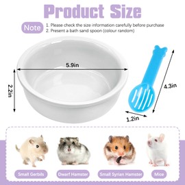 kathson Hamster Sand Bath Box Ceramic Small Animals Shower Bathtub Gerbil Litter Box Mice Bathroom Syrian Hamster Digging Sand Container Cage Accessories for LemmingsGerbil Mice (White)