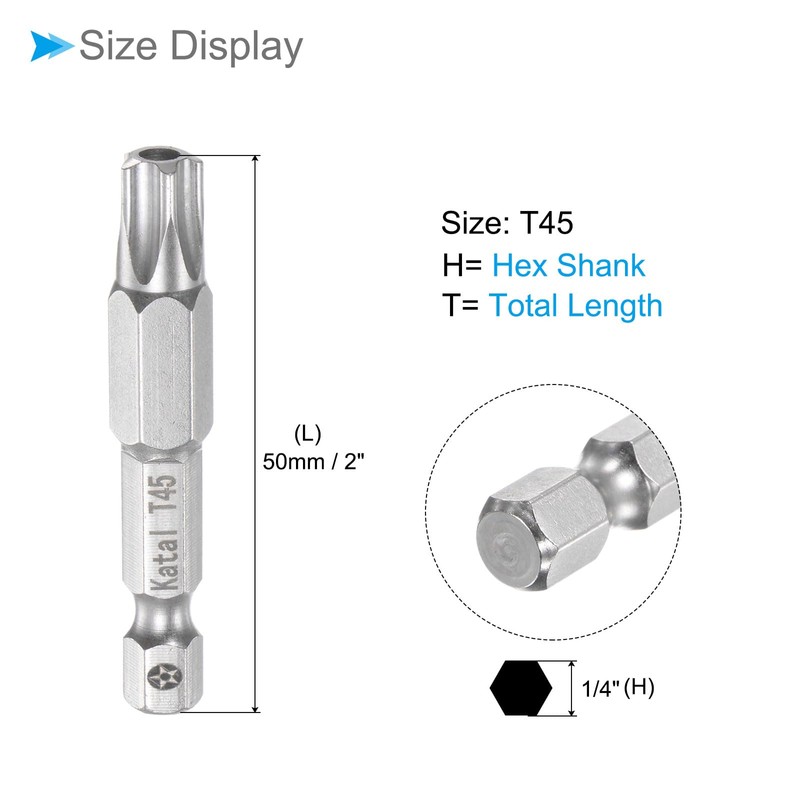 CoCud Magnetic Torx Bits T45 Head 1/4 Inch Hex Shank