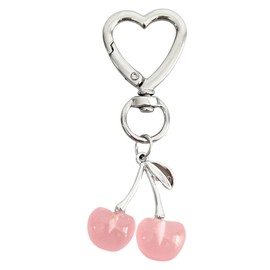 OTETTS Cherry Keychain Bag Charms Cute Heart-shaped Keyring Sweet Aesthetic Y2K Accessory Kawaii Purse for Car Keys,Resin,Pink