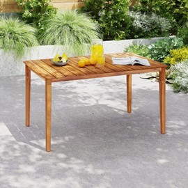 HAPPYGRILL Acacia Wood Dining Table for 4-6 People, 54" x 28" Rectangular Rustic Patio Table w/Slatted Tabletop, Oil Finish, Indoor Outdoor Farmhouse Dining Furniture for Garden Yard Deck Poolside