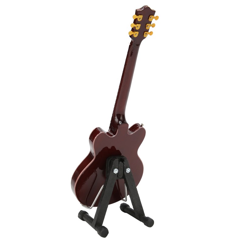 Red and Gold Miniature Electric Guitar Replica with Stand and