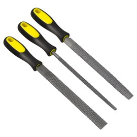 KALIM 3Pcs File Set, Flat/Half-Round/Round Rasp Kit, 8'' Hand File Suitable for Wood, Soft Metal, Plastic, Leather, 3D-Print, DIY, etc.(Black&Yellow)