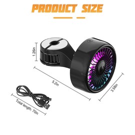 Sandfren Car Fan, 5V Adjustable 3 Wind Speeds Auto Rear Seat Headrest Cooling Fans with USB Wires Ambient Light, Portable Vehicle Air Circulation Fan, Universal for SUV RV Truck (Black)