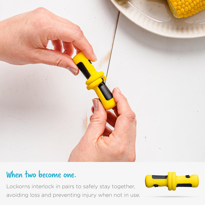Dreamfarm Lockorns Super Secure, Easy-to-use, & Mess-Free Anchor-Lock Corn Cob