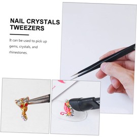 LIFKOME 3Pcs Nail Rhinestone Picker Tweezers Stainless Steel Nail Gems Crystals Applicator Easy to Handle for Beginners Professionals Black