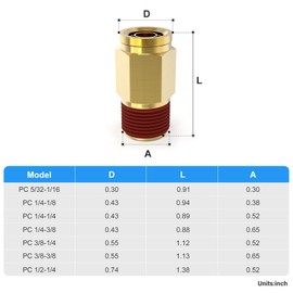 TAILONZ PNEUMATIC 1/4" Tube OD x 1/8" NPT Thread DOT Straight Out Pipe Air Fittings, Push to Connect Fittings Air Brake Pipe Fittings for Cars, Trucks, Air Brake Systems, Etc. (Pack of 2)