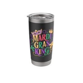 Mardi Gras King Mask Sparkly Design Stainless Steel Insulated Tumbler