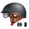 Motorcycle Half Helmet with Retractable Inner Sun Shade Quick Release