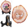 mookaitedecor Chakra Symbol Agate Disc with Wooden Stand, Irregular Agate